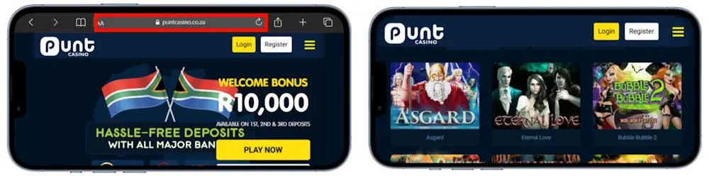 Casino apps and phone's browser gaming Screenshot